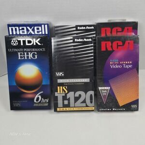 6 Blank VHS Lot TDK RCA High Quality Grade HS 6 Hour T-120 Sealed New